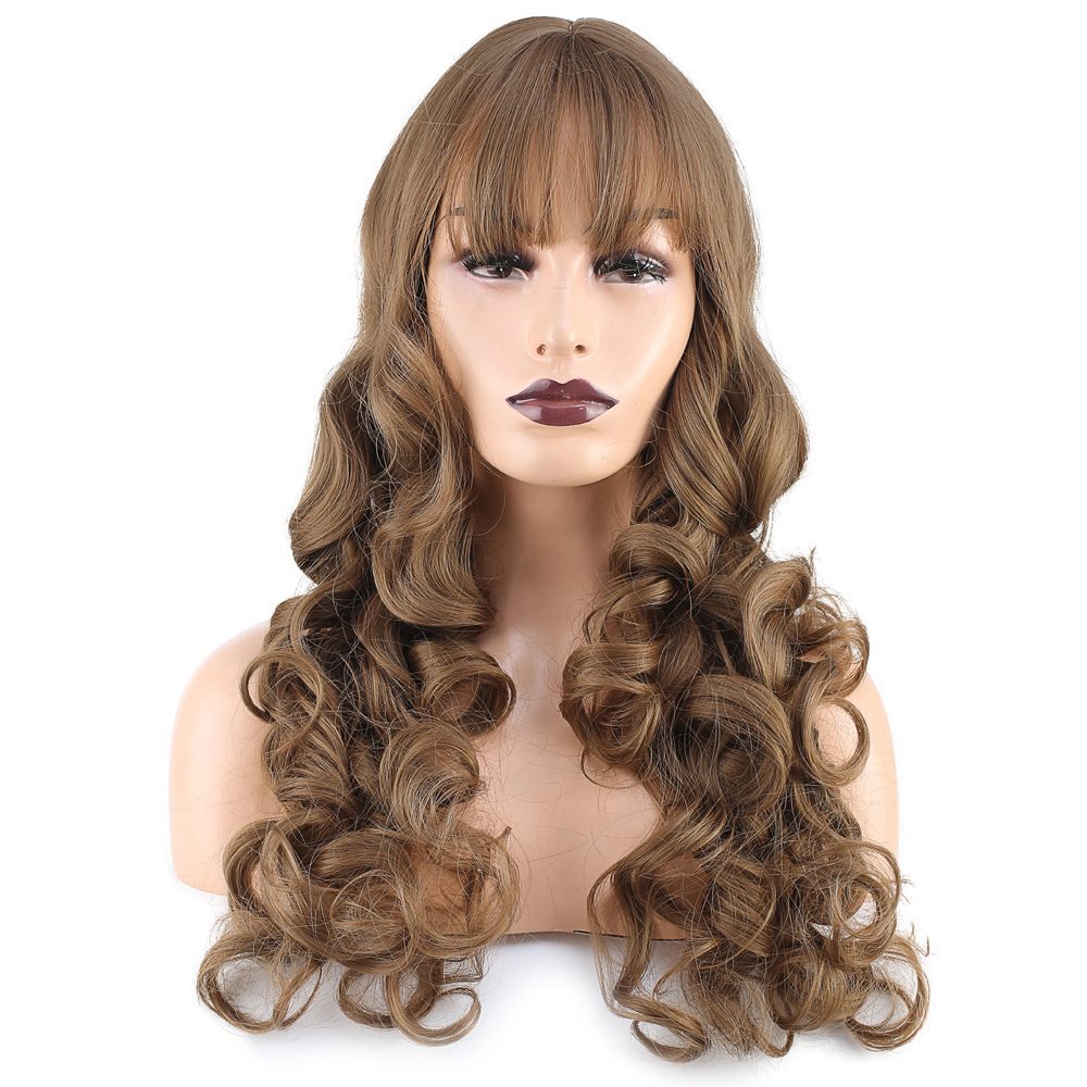 Long Kanekalon Fiber Synthetic Wig with Wavy Custom Bangs / Baby Sandal