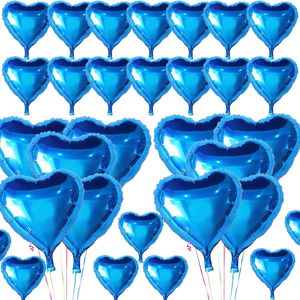 Metalized Shiny Blue Heart Shaped Flying Balloon Foil 18inch 45cm 25Pcs