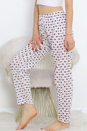 Pajama bottoms with white polka dots