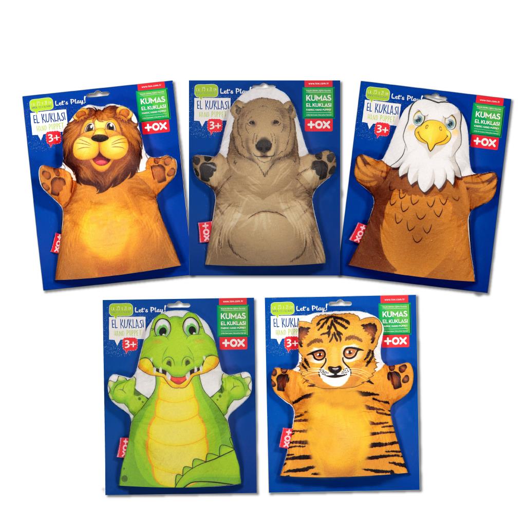 5 Piece Forest Animals Felt Hand Puppet Set , Educational Toy