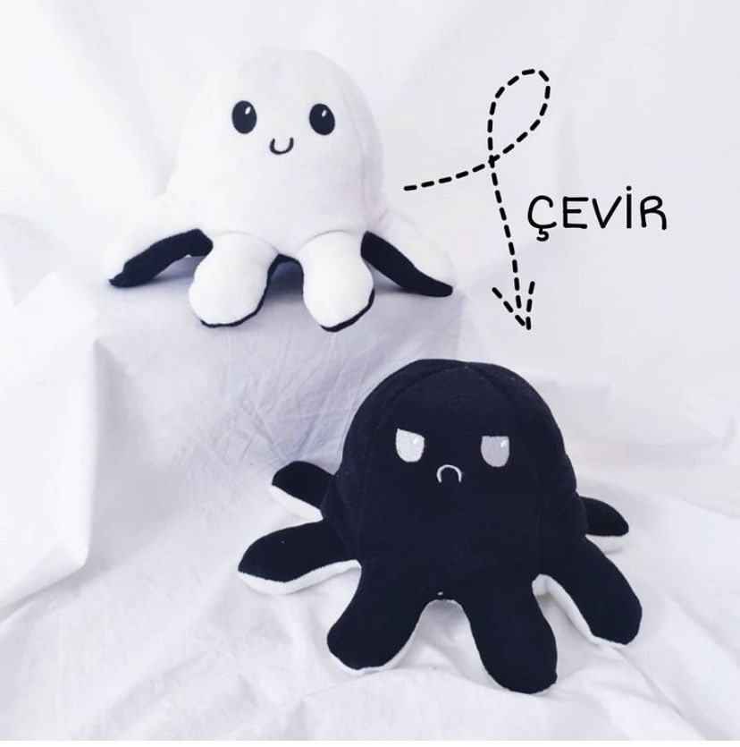 Octopus Pillow Fun Pillow That Changes Trip As You Turn It Black - White