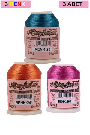 3 Pieces Altinbasak Oya and Lace Floss 20 gr - Turk - No: 244 - 465 - 023