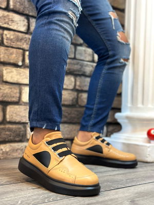 Boa Thick Sole Lace-Up Style Casual Caramel Color Men's Shoes