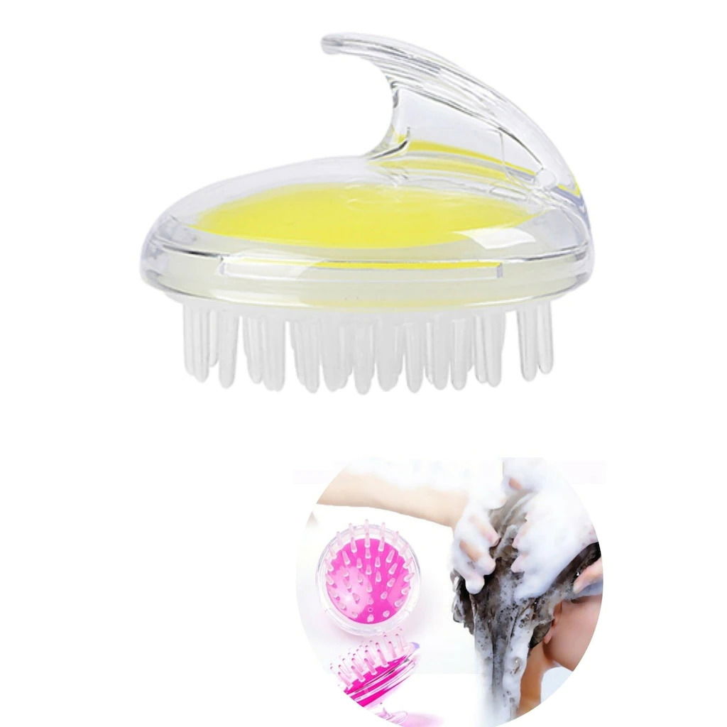 Silicone Shower Brush with Fine Tip Shampoo Reservoir - Hair Washing Massager