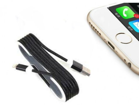 iPhone Braided Color Steel Charging Data Cable - Black