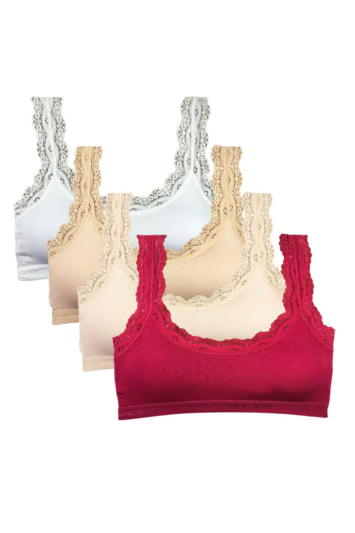 4 Pcs Lace Embroidery Embroidered Padded Bamboo Women Bustier Set