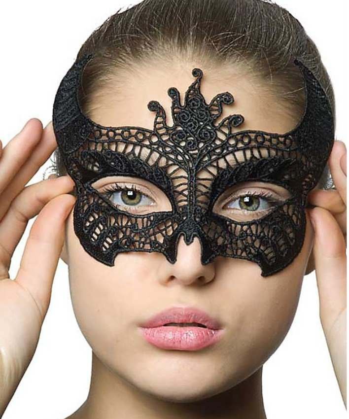 Black Color Lace Cut Lace Embroidered Prom Party Mask 2 No