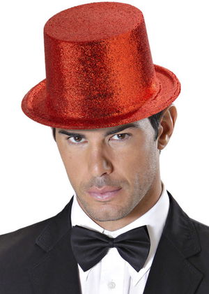 Red Color Long Plastic Glitter Party Hat