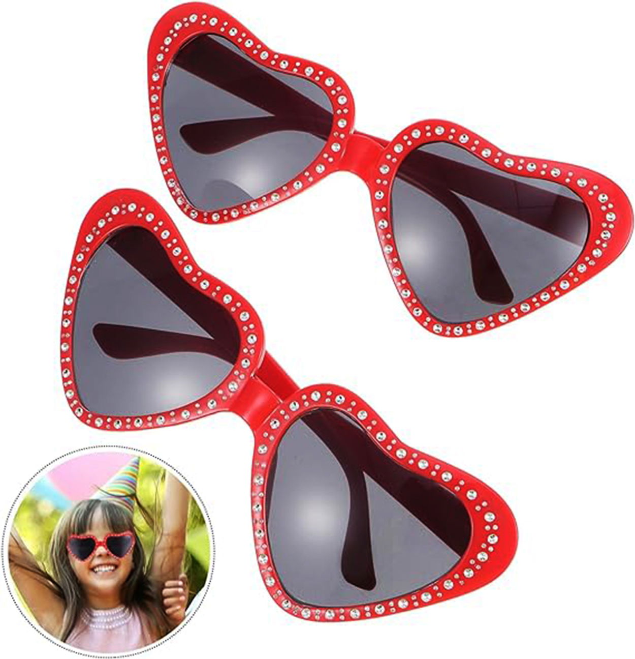 Heart Shaped Stones Party Glasses Red Color 6x16 cm