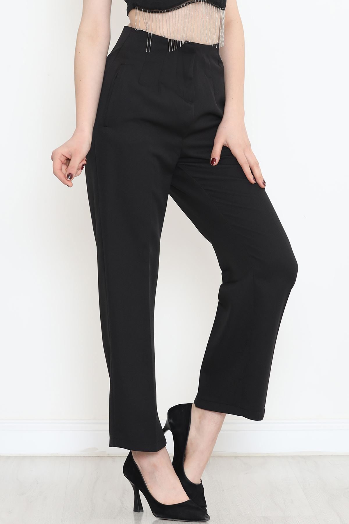 Waist Cuffed Pants Black