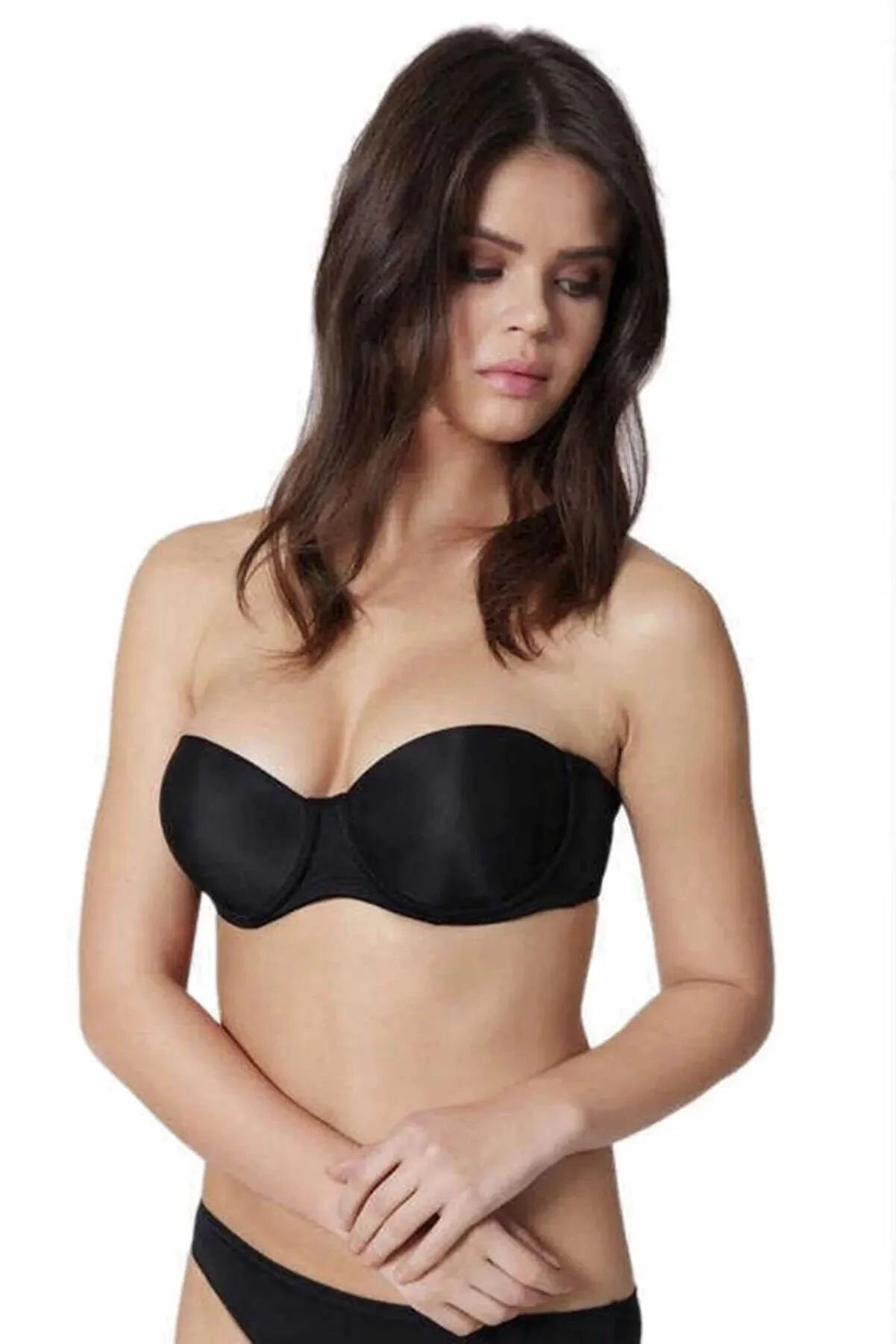 Women's Black Push-up Padded Strapless Bra 2850