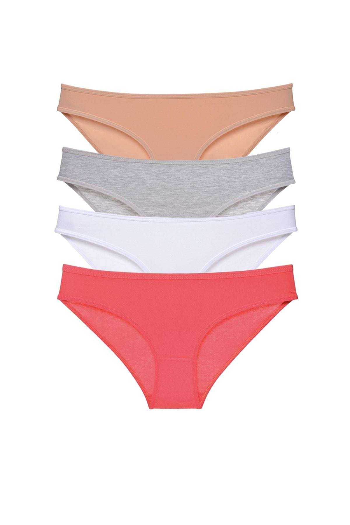 4pcs Super Eco Set Lycra Women Slip Panties Skin Gray White Fuchsia