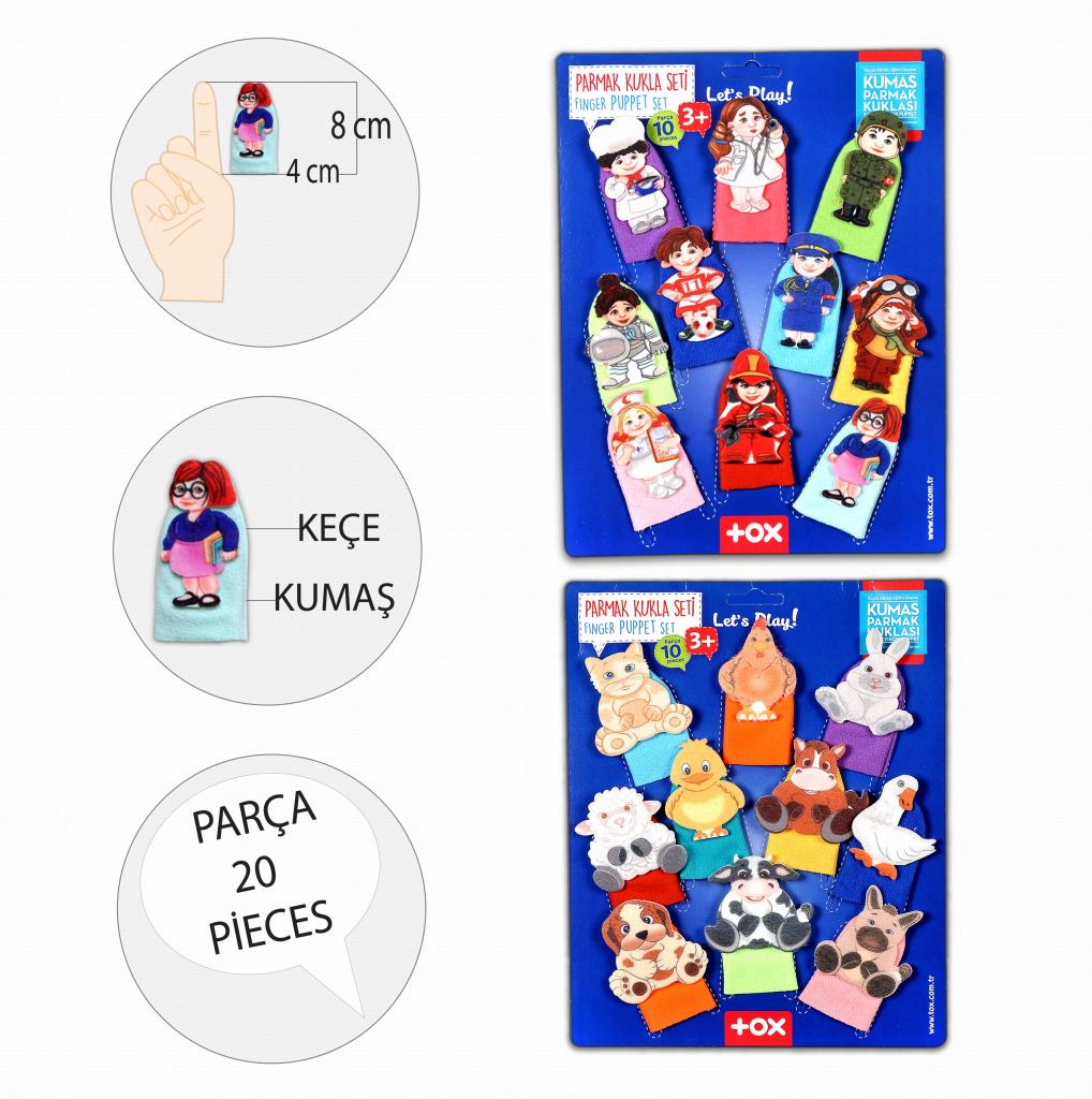 2 Sets - 20 Pieces Pets and Professions Finger Puppet