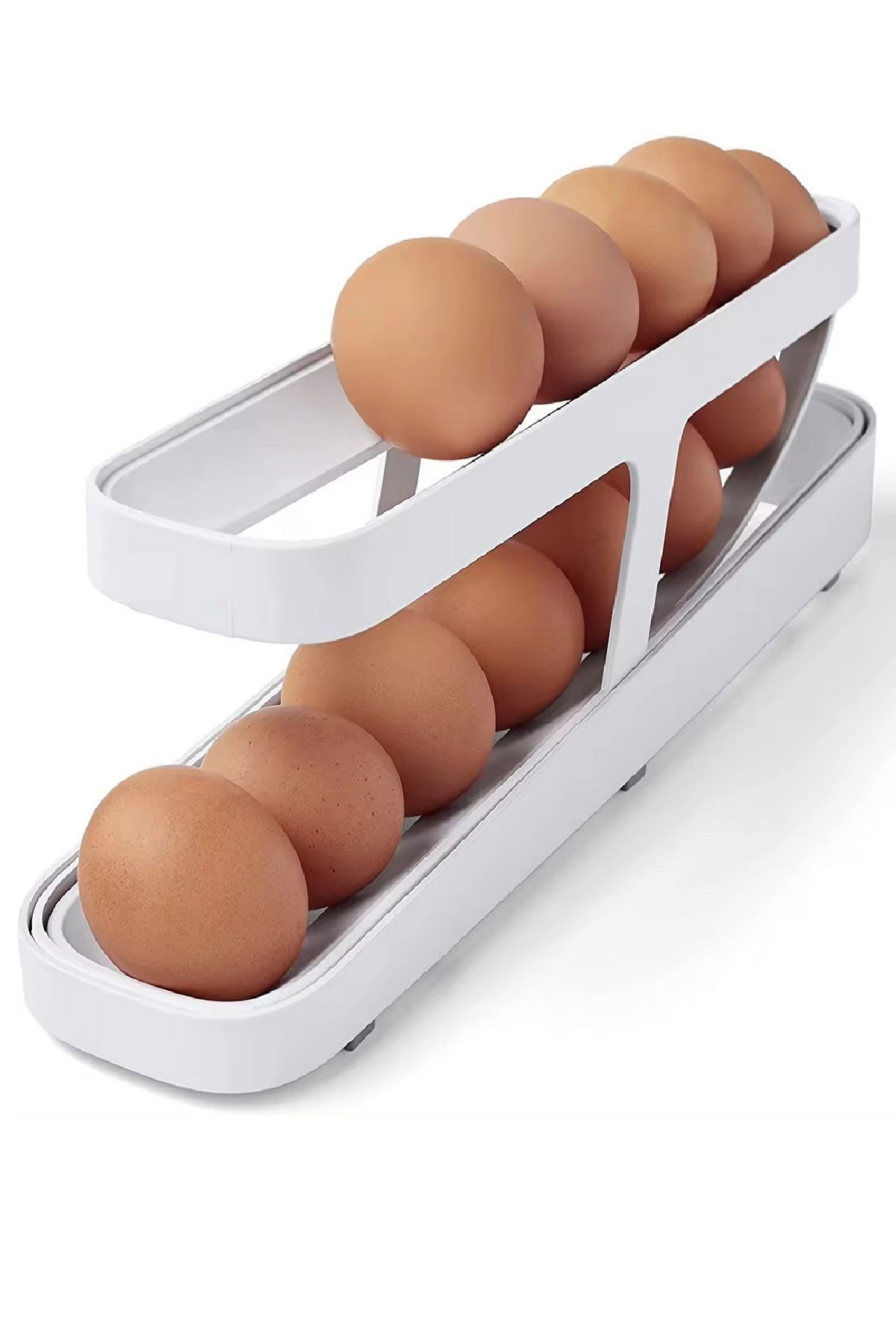 Automatic 2-Tier Refrigerator Egg Organizer - Egg Storage Container - 14 Egg Capacity