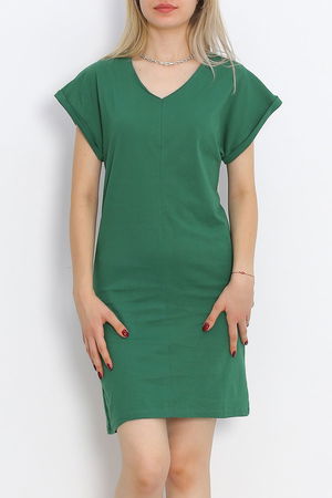 V Neck Suprem Dress Emerald