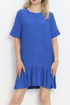 Short Sleeve Burümcük Dress Blue