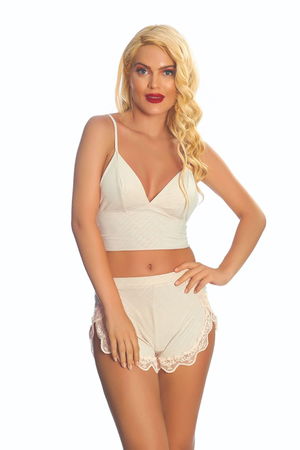 Ecru Lcra Babydoll Shorts Set