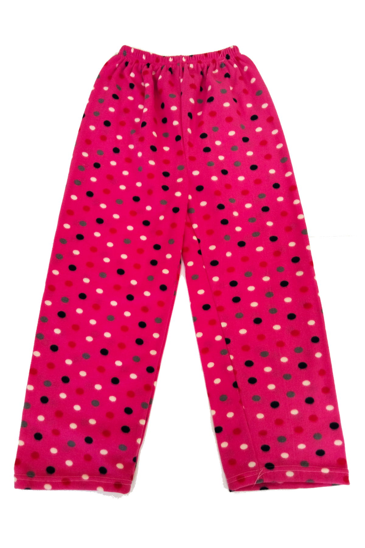 Women's Fleece Pajama Bottoms Thermal Feature Pink Polka Dot Pattern Home Wear Pocketless