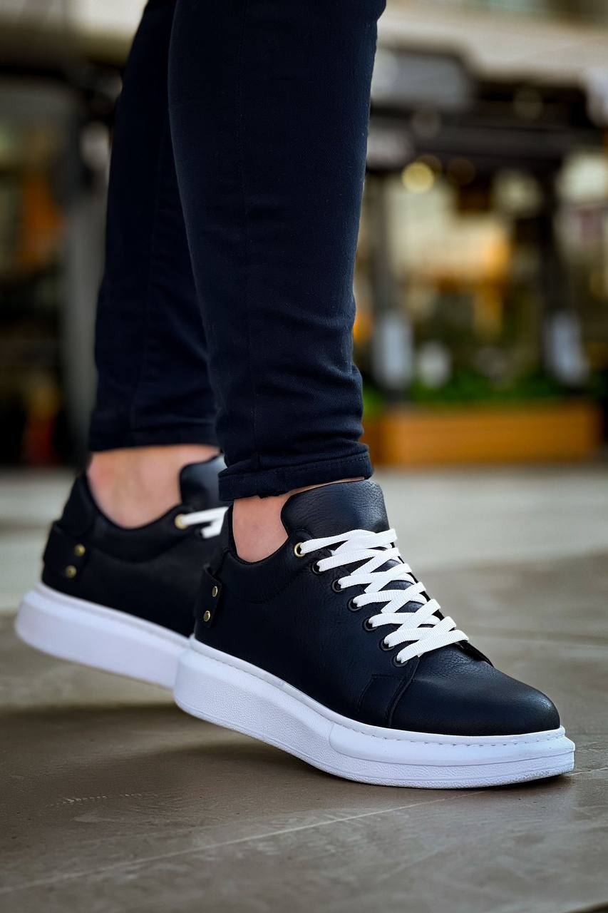 KB047 Black Skin Casual Men's Shoes