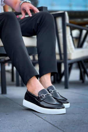 KB-027 Unlaced Black Patent Leather G Casual Men's Shoes