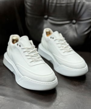 BA0354 Casual Lace-up Men's High Sole White Sneakers