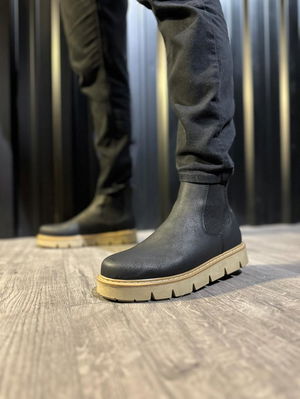 Knack High Sole Chelsea Boots 112 Black (Beige Sole)