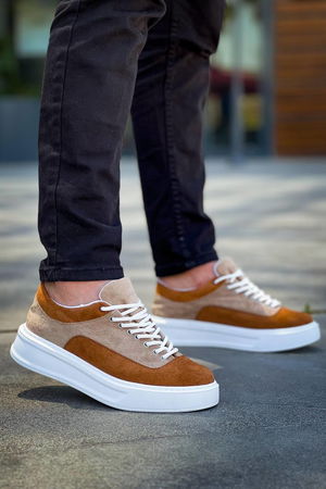 KB-005 Mink Tan Suede Lace-up Casual Men's Shoes