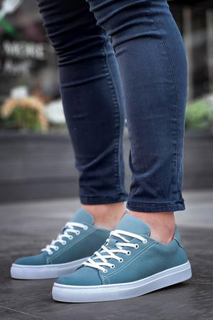 KB-122 Bebe Blue Suede High Sole Lace-up Casual Men's Shoes