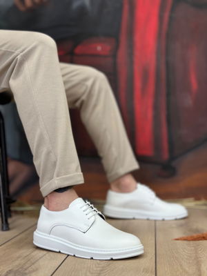 BA0003 Lace-up Classic White Thick Sole Casual Men's Shoes