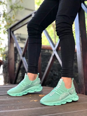 BA0350 High Sole Style Sneakers Velcro Detail Mint Green Men's Sneakers