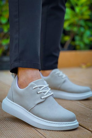 KB-003 Gray Suede Lace-up Casual Men's Shoes