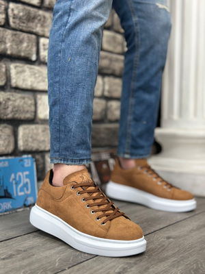 BA0547 BOA Thick High Sole Taba Suede Lace-Up Sneakers For Men