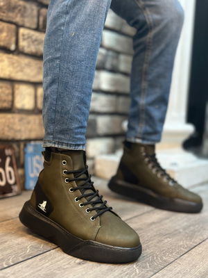 BA0155 Lace-up Men's High Sole Khaki Sport Boots