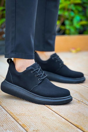 KB-003 Black Suede Black Sole Lace-up Casual Men's Shoes