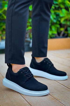 KB-003 Black Suede Lace-up Casual Men's Shoes