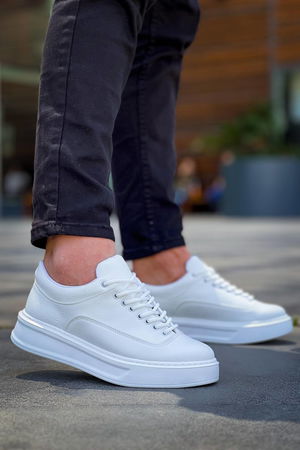 KB-005 White Skin Lace-up Casual Men's Shoes