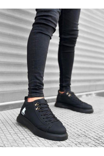 BA0220 Lace-up Men's High Sole Black Black Sole Sneakers