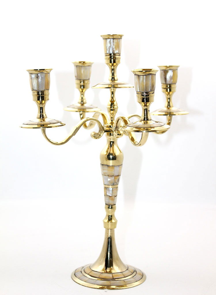 Brass Pearlescent 5 Piece Candlestick 20480