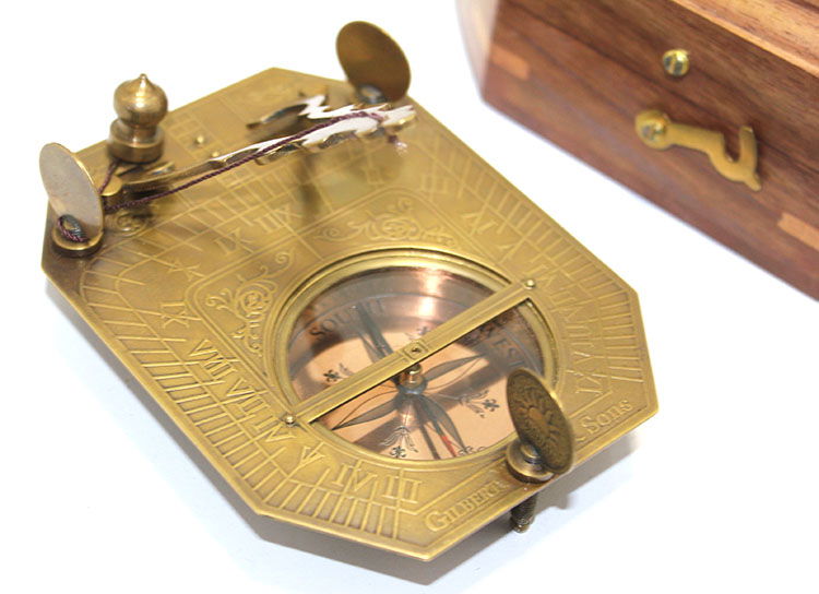 Brass Compass with Wooden Box 16036