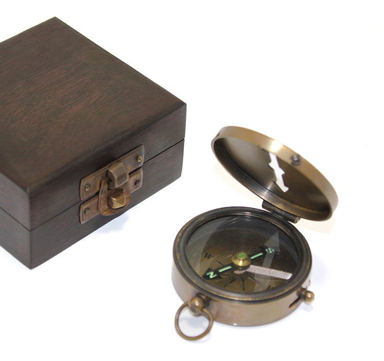 Brass Compass KSK45 with Wooden Box