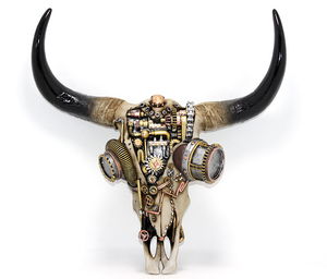 Steampunk Polyester Buffalo Head Wall Hanging Alk2463