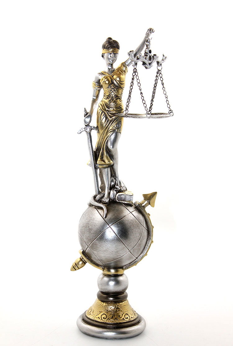 Polyester World Justice on a Globe Trinket Buy2893