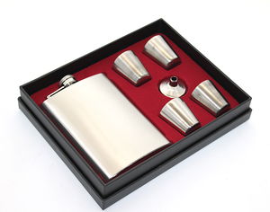 Stainless Steel 4 Shot Glass Flask Set Alk2658