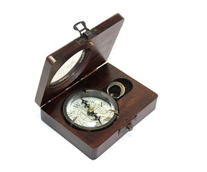 Handy Compass with Brass Wooden Box with Pattern 7670