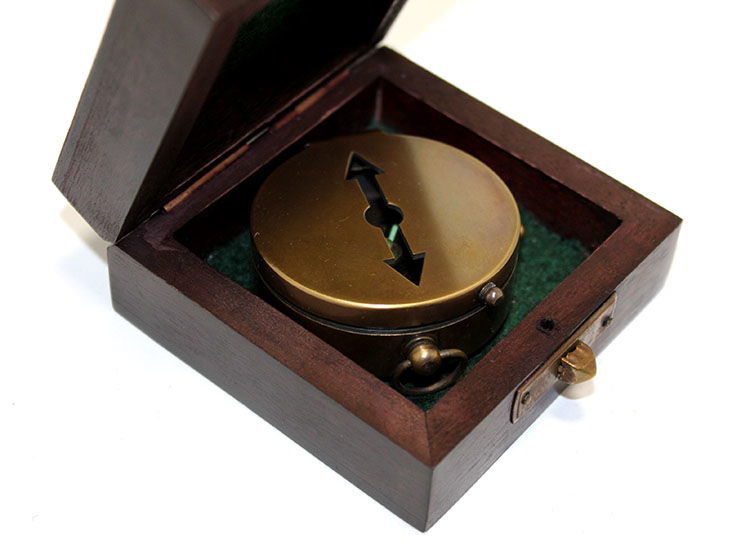 Brass Compass KSK45 with Wooden Box