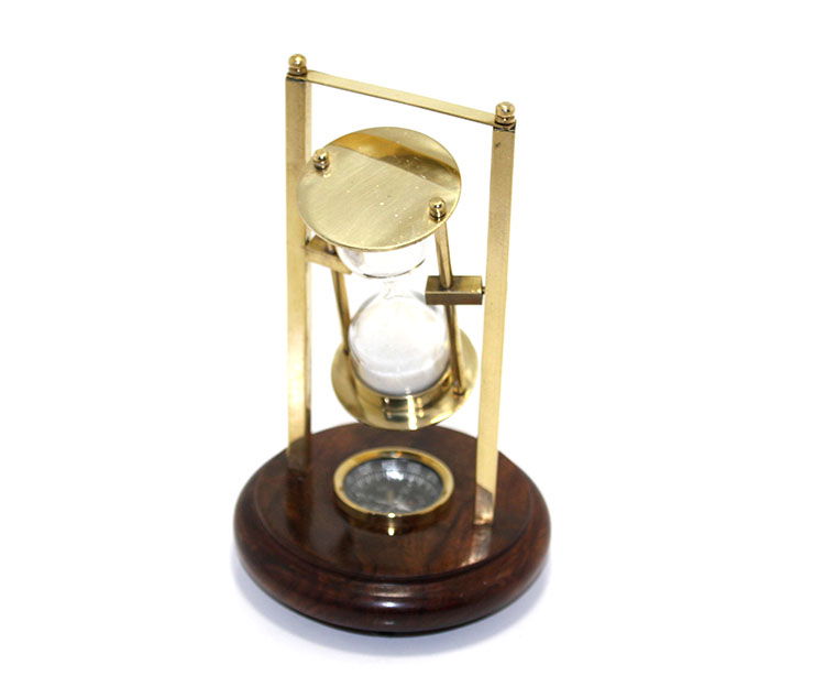 Hourglass with Brass Compass 3203