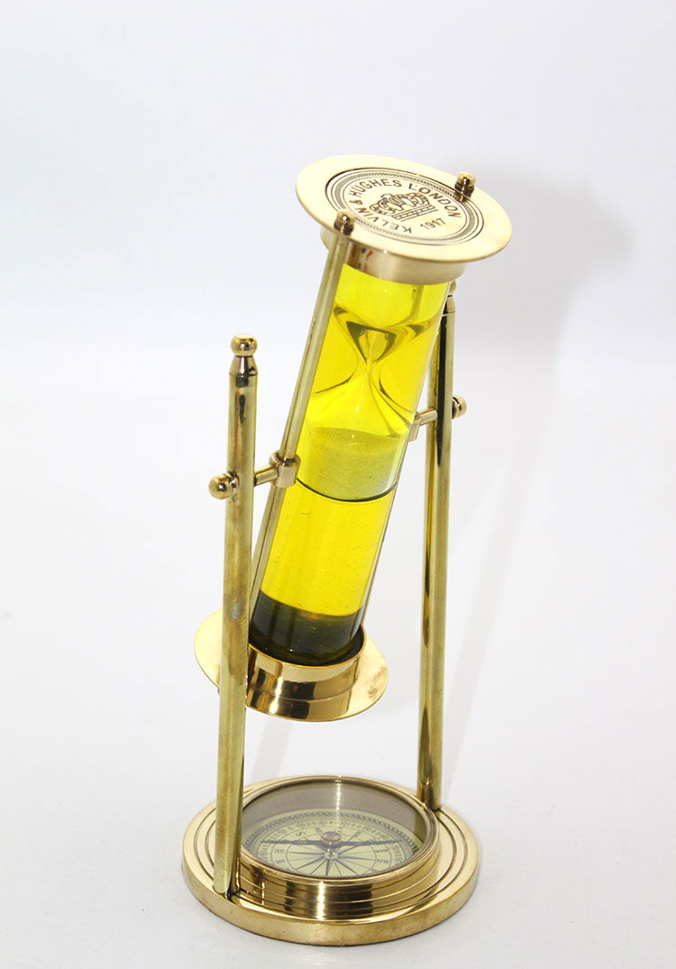 Colorful Hourglass with Brass Compass 16152