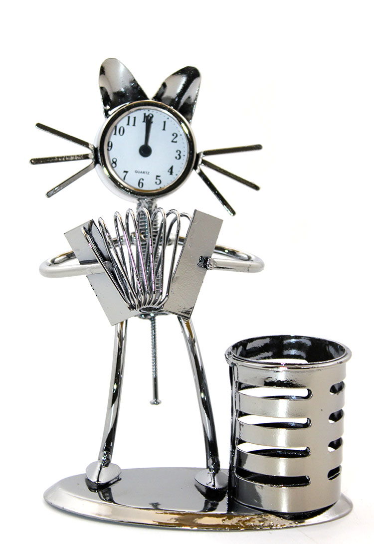 Pen Holder with Metal Clock Alk2118