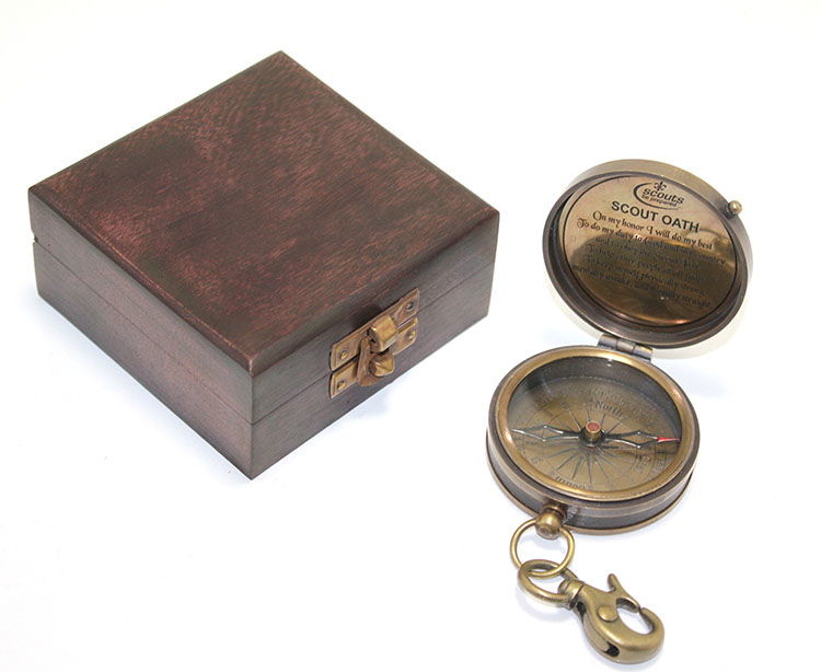 Brass Compass with Wooden Box KSK38