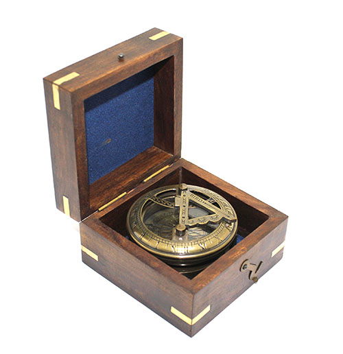 Brass Compass with Wooden Box 16035